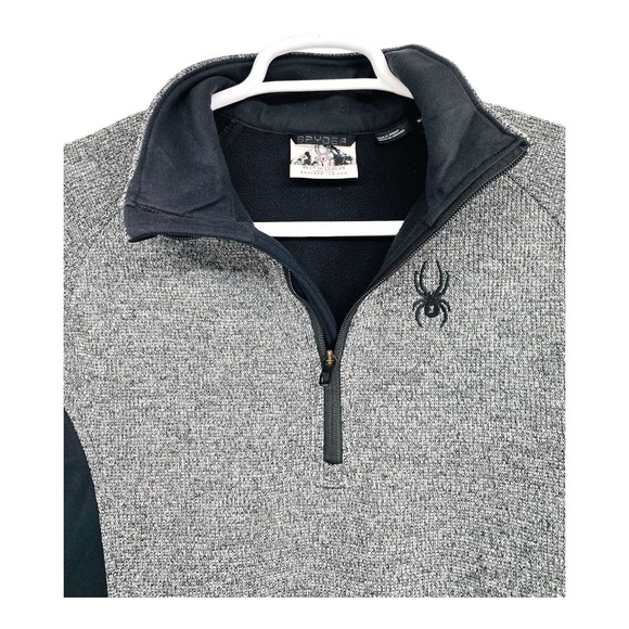 Spyder Men’s Size Medium Gray/Black 1/4 Zip Pullover Long Sleeve-EXCELLENT - Picture 2 of 6
